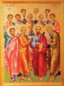 Двенадцать святых апостолов. Греческая икона 